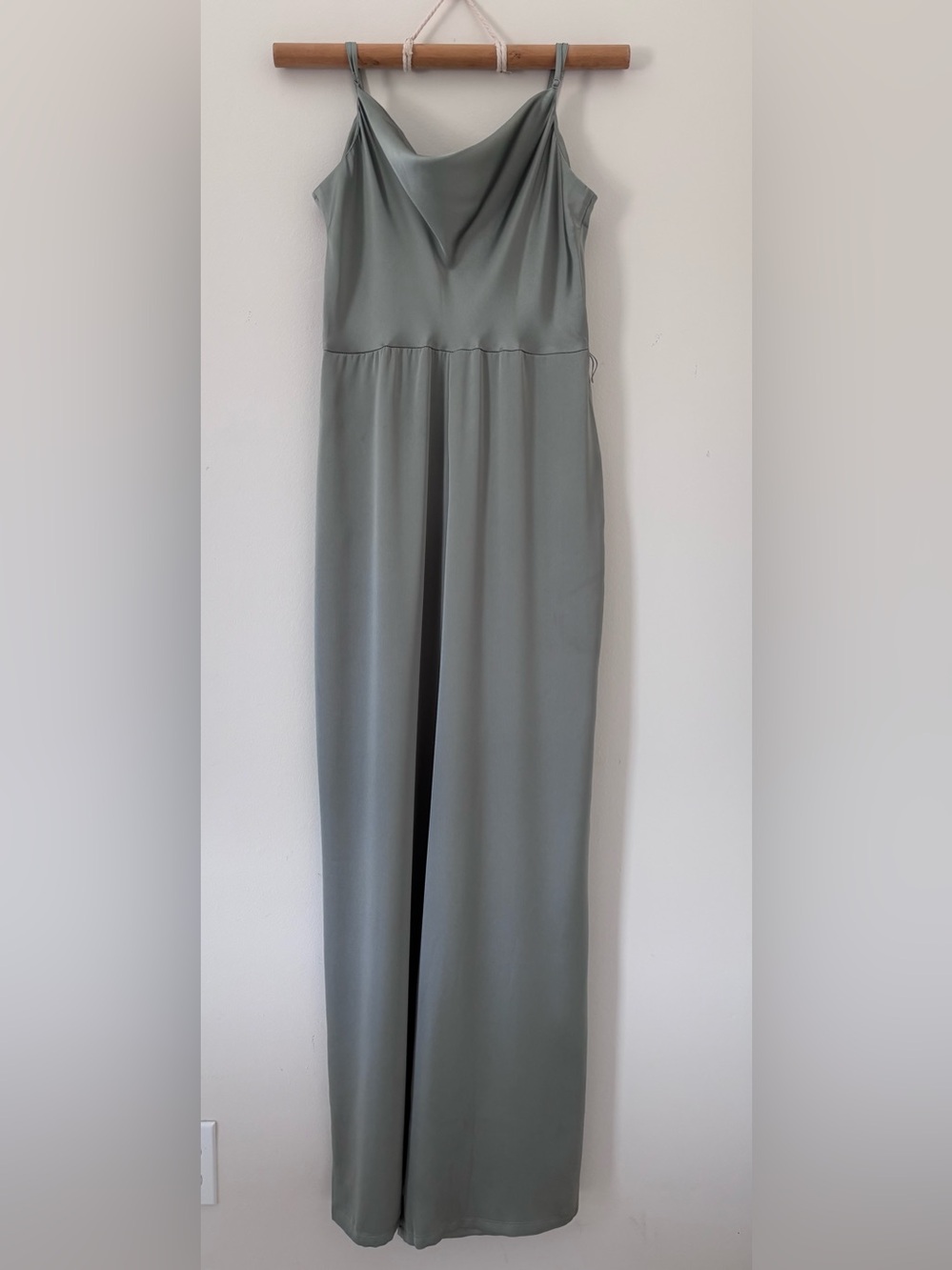 Express Olive Green Satin Cowl Neck Jumpsuit | Small | Boho Chic